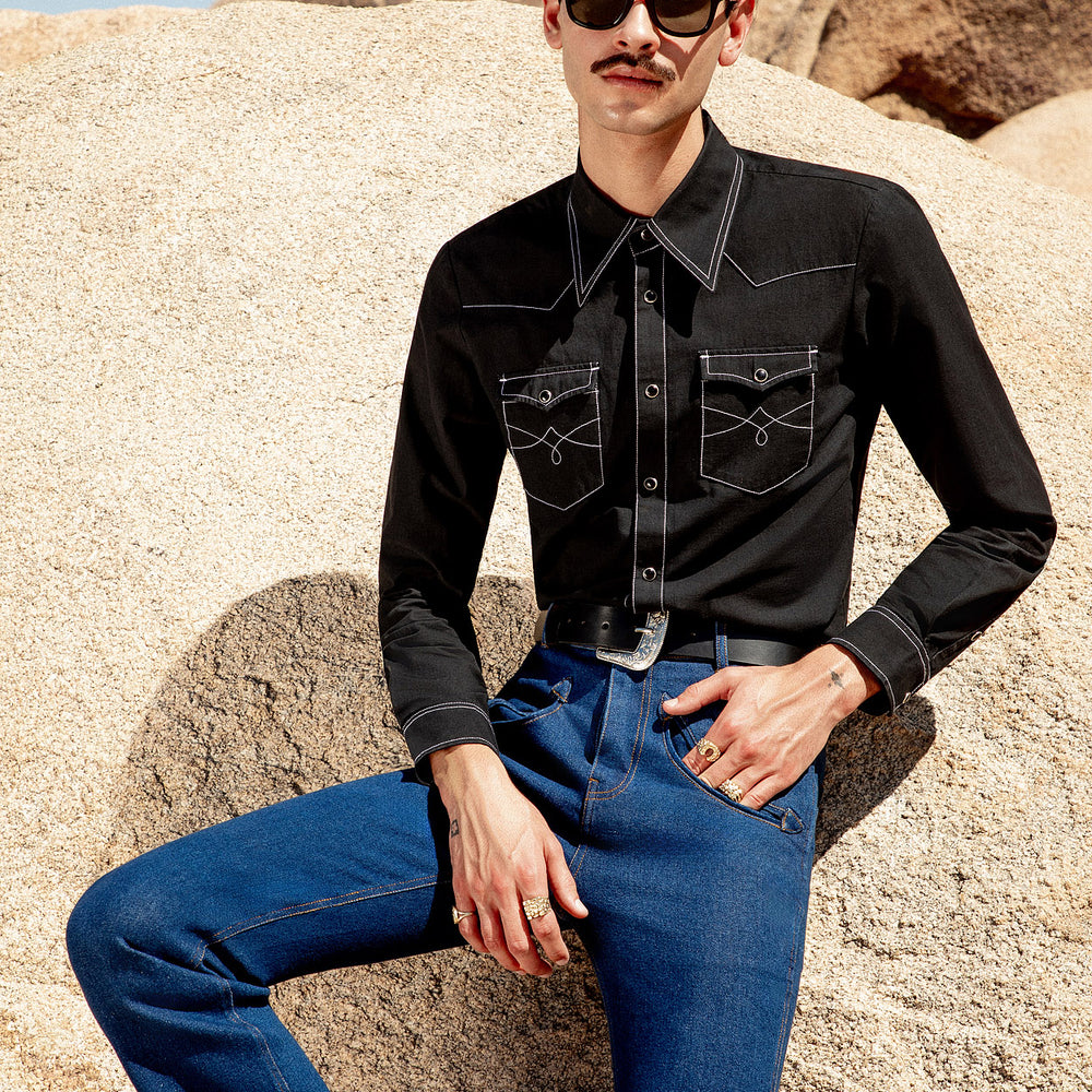Men's Black Slim Fit Flare Jeans ‐ Phix