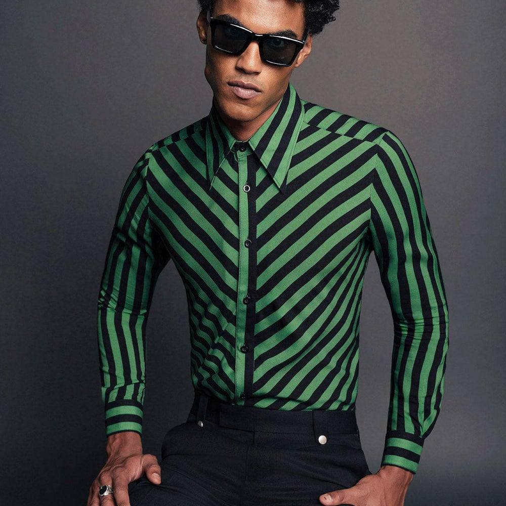 Green Stripe Viscose Shirt