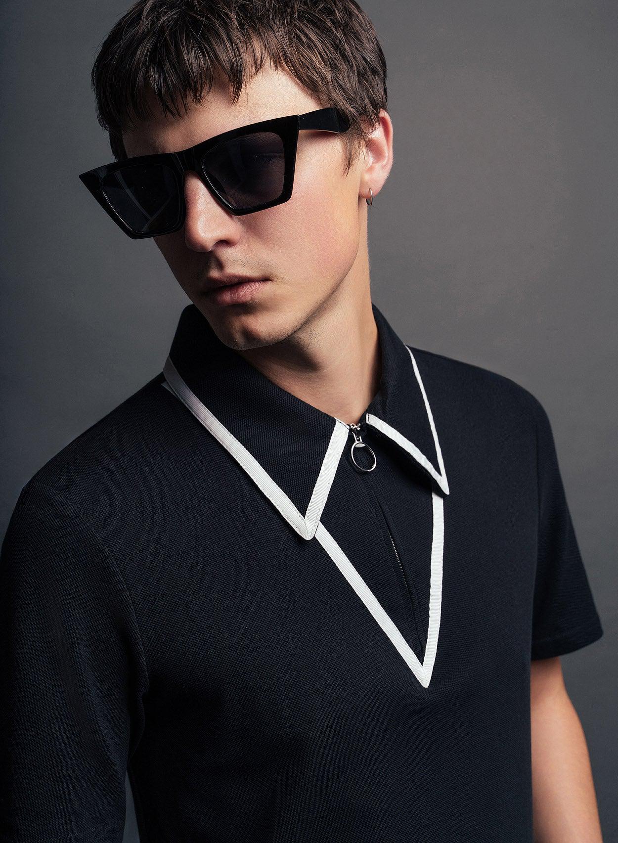 Black Carnaby Polo ‐ Zip Cotton Shirt Circle Phix