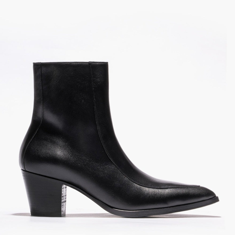 Soho 60mm Black Leather Pointed Boots & Phix