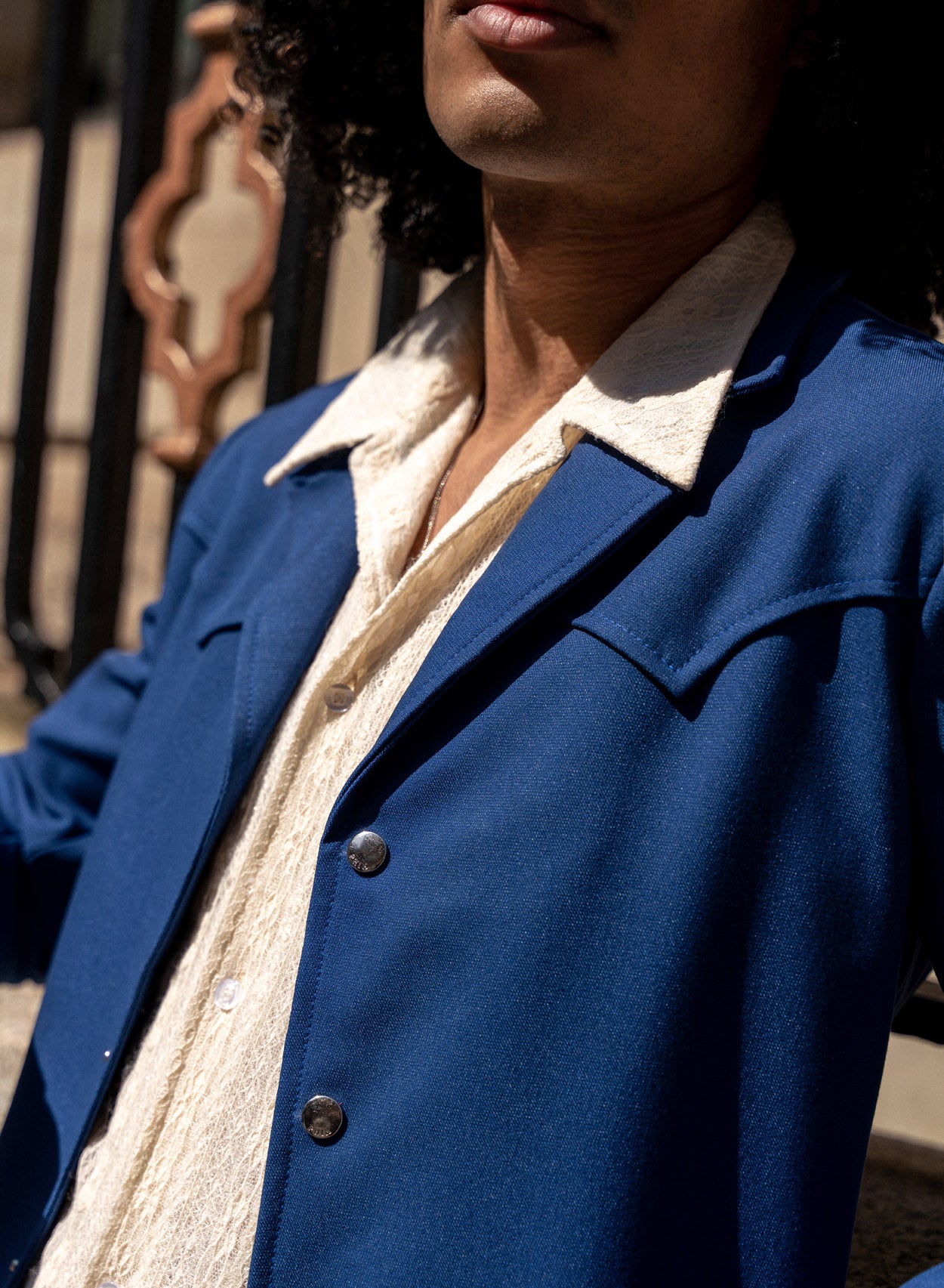 Blue Velvet Piped Biker Jacket ‐ Phix Clothing