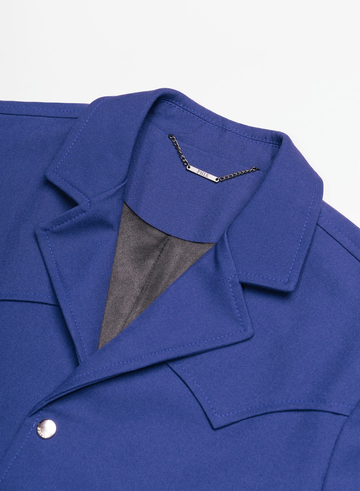 Blue Velvet Piped Biker Jacket ‐ Phix Clothing
